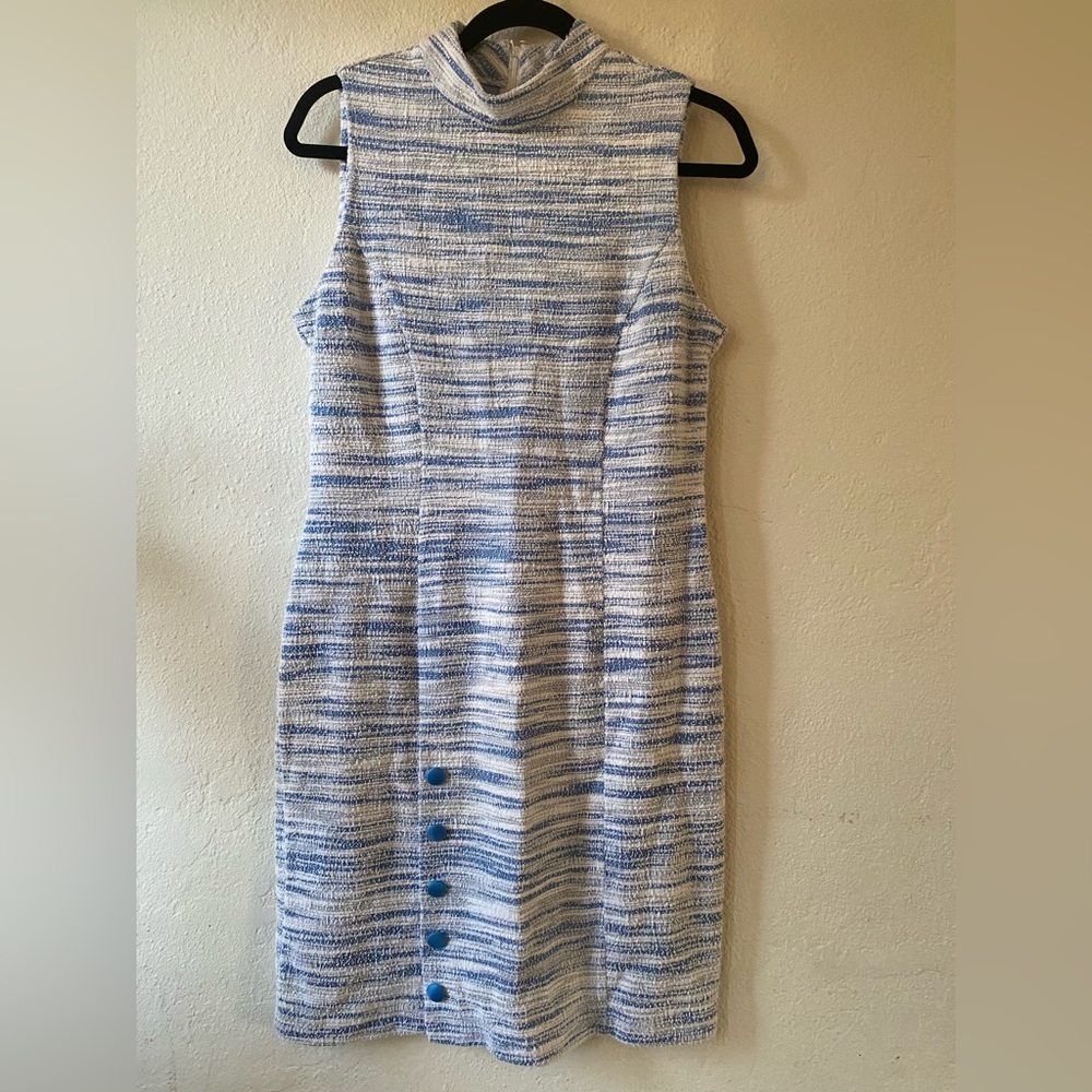Sharagano Women’s Blue & White Tweed Dress Sz 8 Used